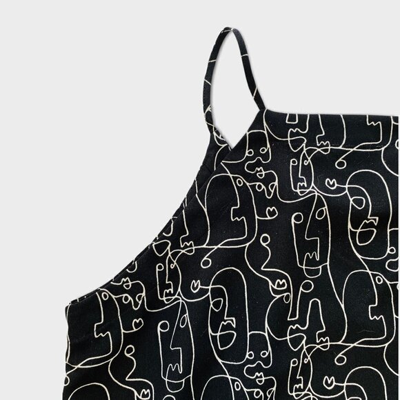 Madison Tops - Madison Camisole Cami Tank Spaghetti Straps V Neck Abstract Faces Print Size M